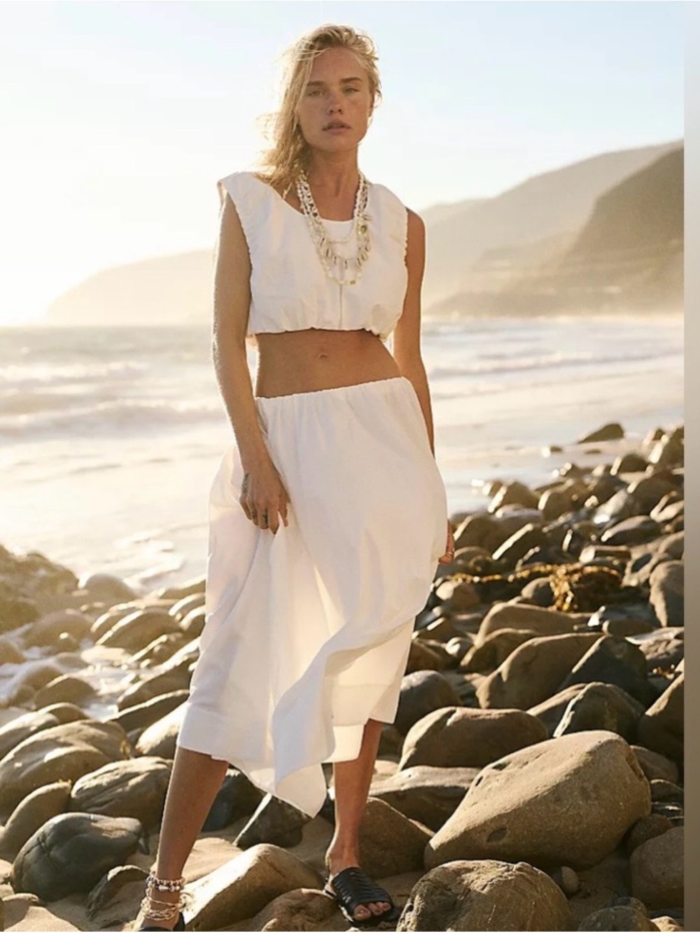 NWT Free People top and skirt Like A Wave Set in ivory. Size Medium